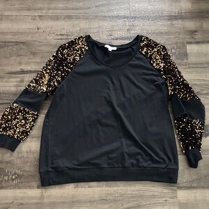 Black Sequin Sleeve Sweatshirt